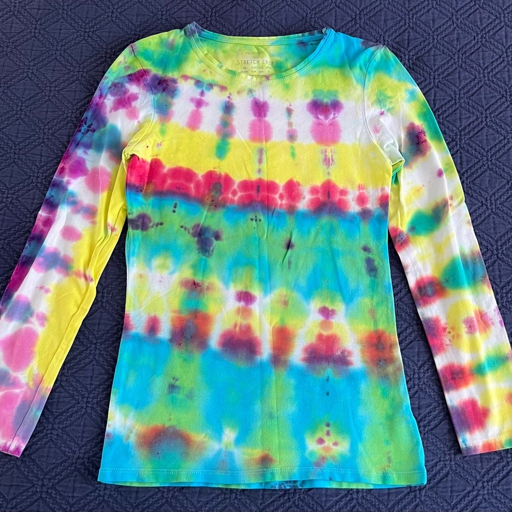 🌈 Primark Vibrant Tie-Dye Long Sleeve Tee Size EU XXS 0/2
